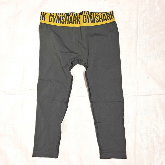 Gymshark Pants - Gymshark Grey And Yellow Waistband Fit Cropped Leggings NWOT
